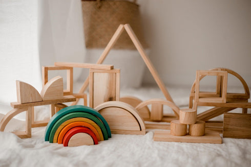 QTOYS - Hollow Blocks With Rainbow - 40 Pieces